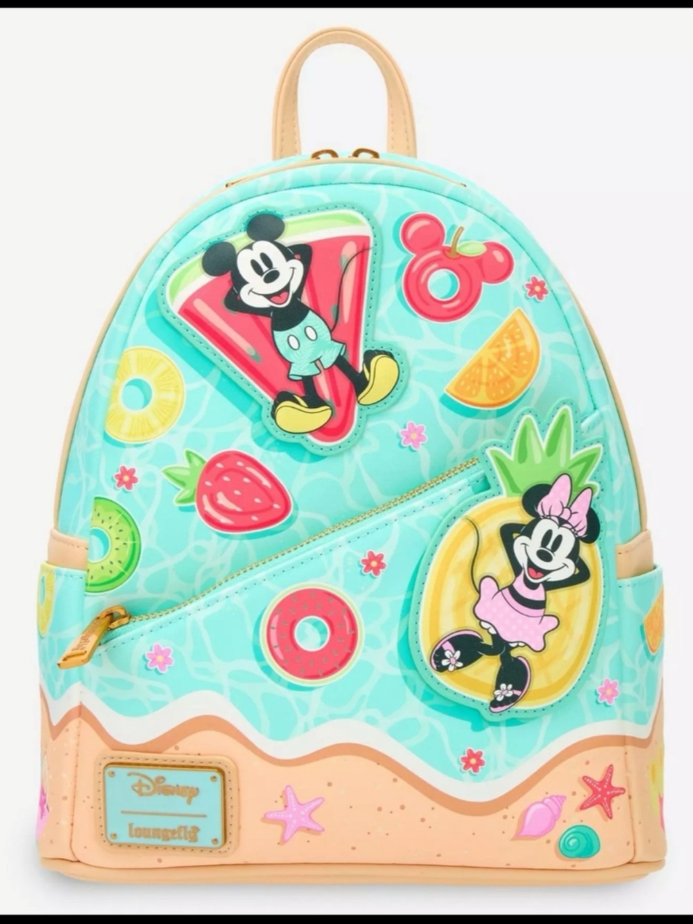 NWT Loungefly Disney Mickey Mouse & Minnie Mouse Beach Fun Mini Backpack